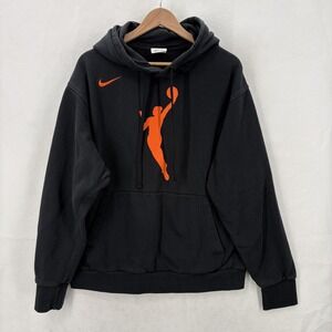 Nike WNBA Hoodie Mens Large Black Orange Logo Fleece Sweatshirt Basketball